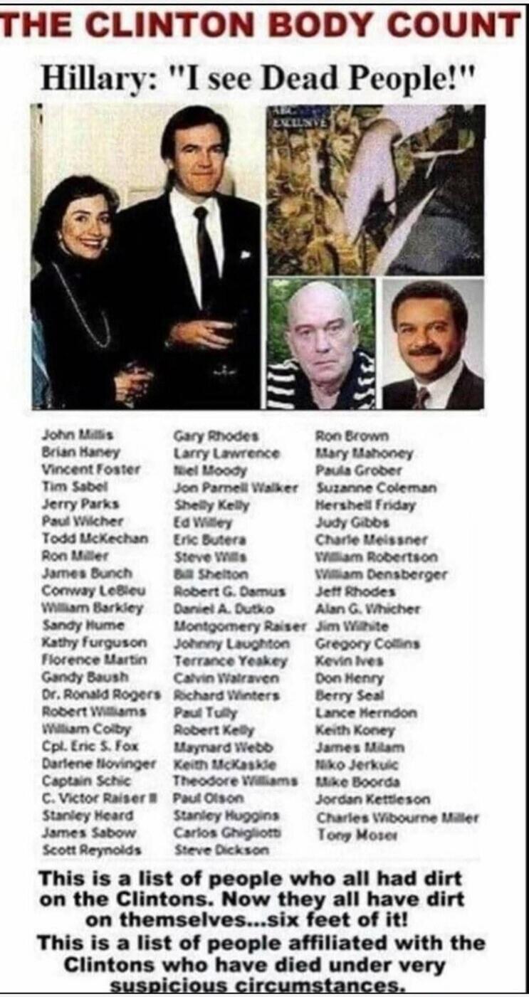 THE CLINTON BODY COUNT Hillary: 