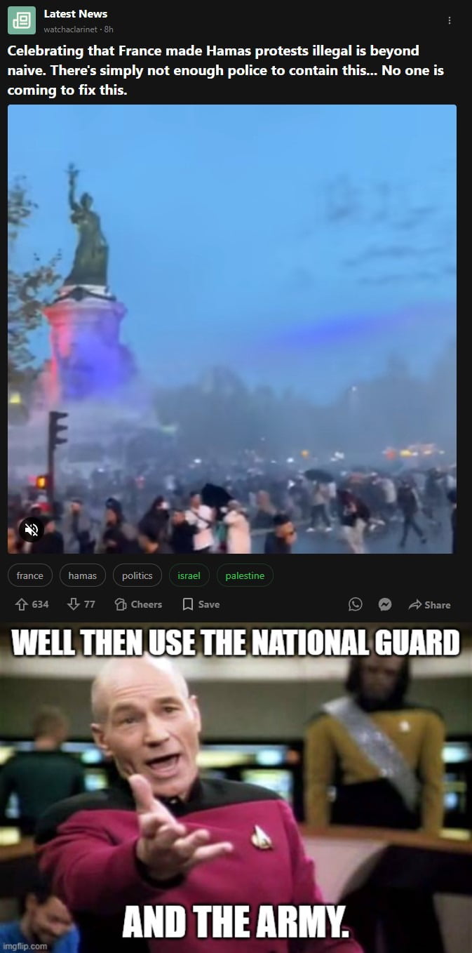 Celebrating that France made Hamas protests illegal is beyond naive Theres simply not enough police to contain this No one is coming to fix this IRLa th fance hamas poltcs fet BT DPoen Oswe O Ase