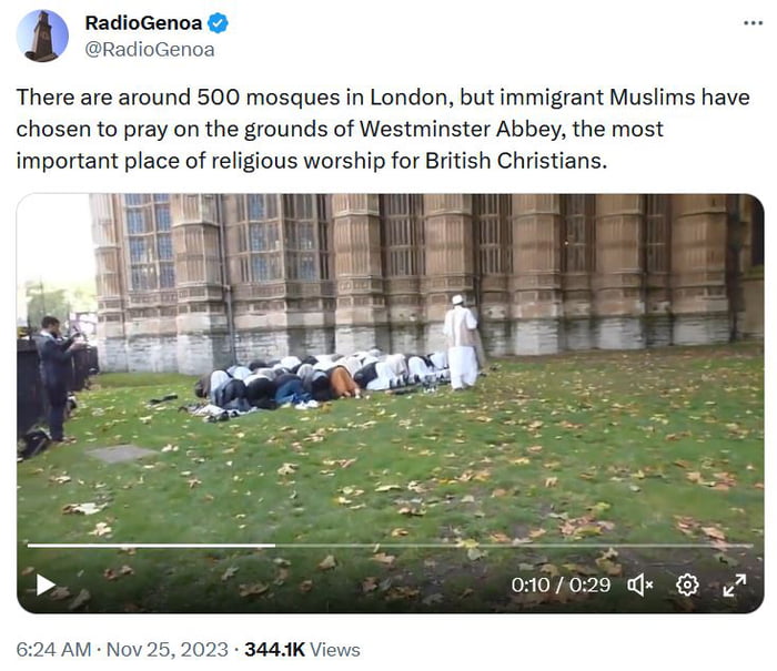 RadioGenoa aRadioGenoa There are around 500 mosques in London but immigrant Muslims have chosen to pray on the grounds of Westminster Abbey the most important place of religious worship for Biitish Christians 0107029 52023 344K Views