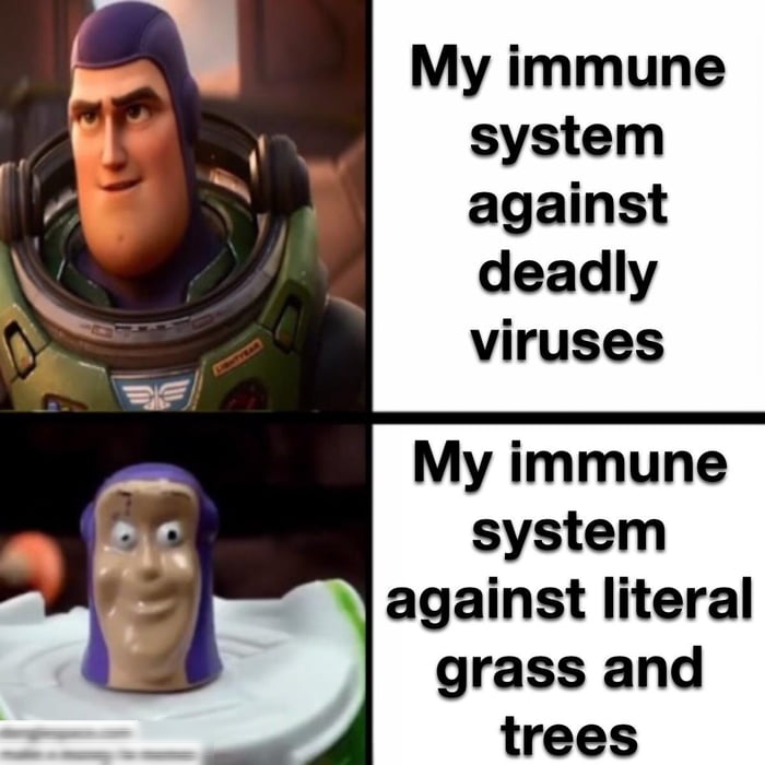 My immune system against deadly viruses My immune system against literal grass and trees