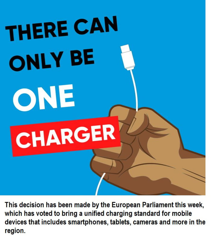 THERE CAN This decision has been made by the European Parliament this week which has voted to bring a unified charging standard for mobile devices that includes smartphones tablets cameras and more in the region