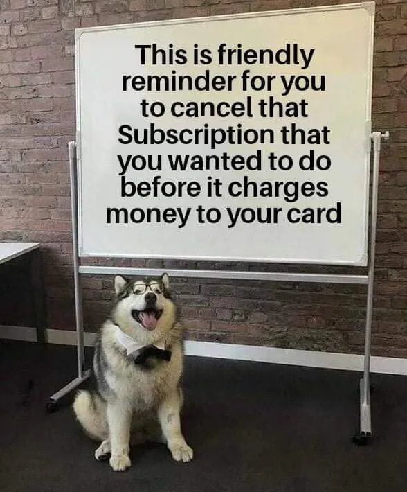 This is friendly reminder for you to cancel that Subscription that you wanted to do before it charges money to your card