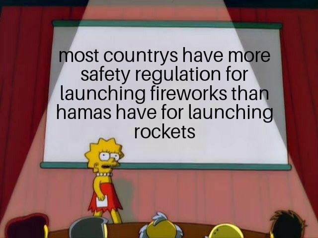 most countrys have m safety regulation for launching fireworks than hamas have for launching rockets