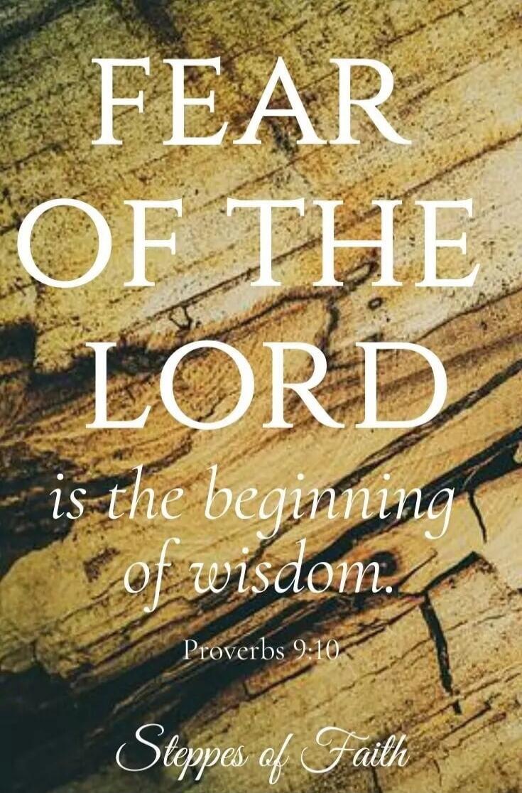 FEAR OF THE LORD is the beginning of wisdom. Proverbs 9:10 Steppes of Faith