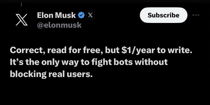 X FlonMusk x COCLTTE Y T ATEY R LTS T 1T 323 PAVETR SRTTE N Its the only way to fight bots without blocking real users