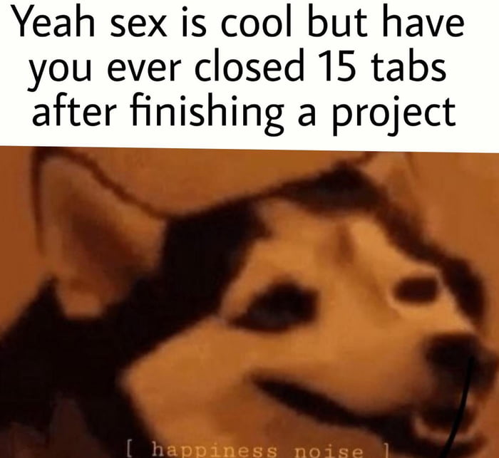 Yeah sex is cool but have you ever closed 15 tabs after finishing a project