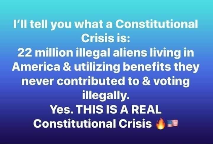 Ill tell you what a Constitutional o TEH TR 22 million illegal aliens living in V0 Gl R T TP AT e o G L R G Y never contributed to voting ELETA Yes THIS IS A REAL Constitutional Crisis