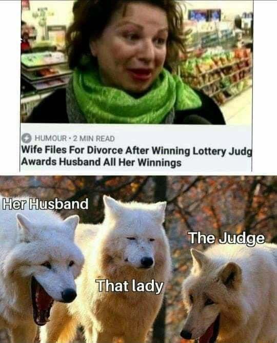 HUMOUR 2 MIN READ Wife Files For Divorce After Winning Lottery Judg Awards Husband All Her Winnings TheIJufIge