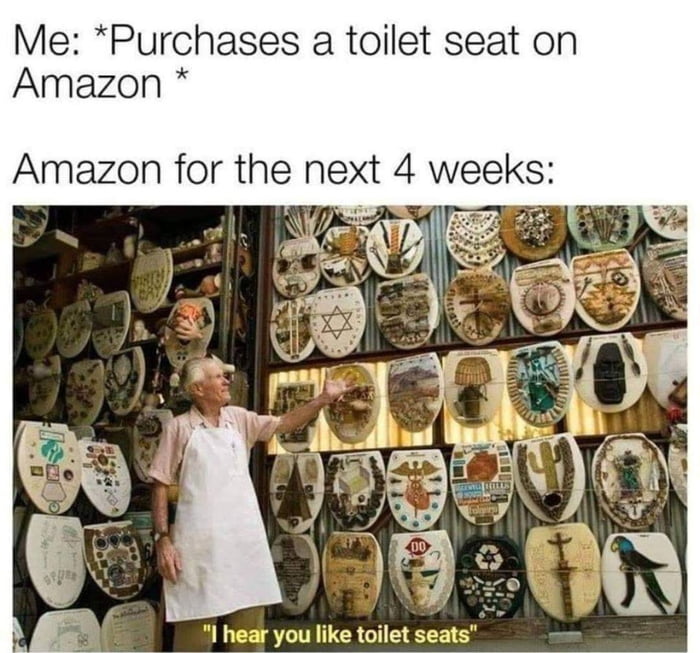 Me Purchases a toilet seat on Amazon Amazon for the next 4 weeks I hear you like toilet seat