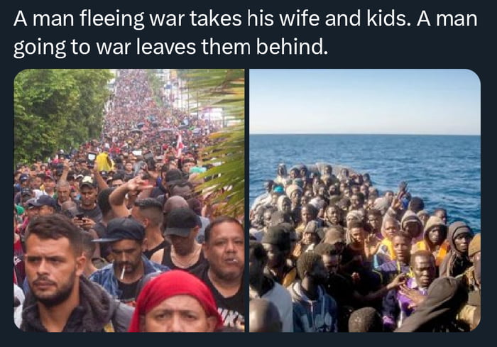 A man fleeing war takes his wife and kids A man IR GRETH CEWVERR G I RS T Te