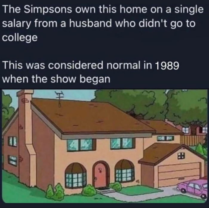 The Simpsons own this home on a single EEIETR TN TS EL TR o T R e R 6 oleYe1 This was considered normal in 1989 when the show began