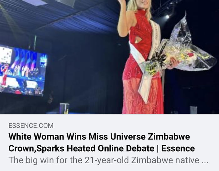 ENCECOM White Woman Wins Miss Universe Zimbabwe CrownSparks Heated Online Debate Essence n for the 2 d Zimbal