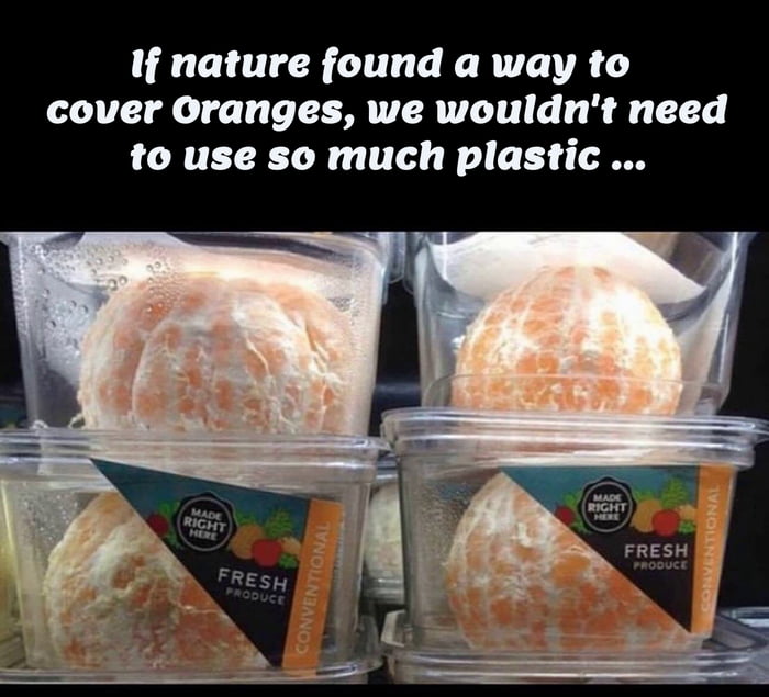 If nature found a way to cover Oranges we wouldnt need to use so much plastic