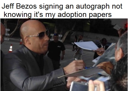 Jeff Bezos signing an autograph not knowing its my adoption papers