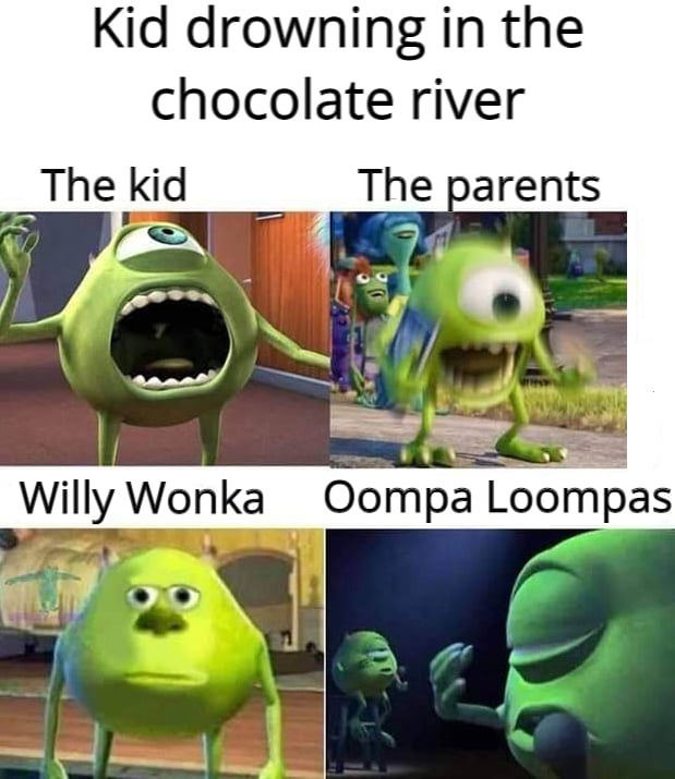 Kid drowning in the chocolate river The kid a _The parents