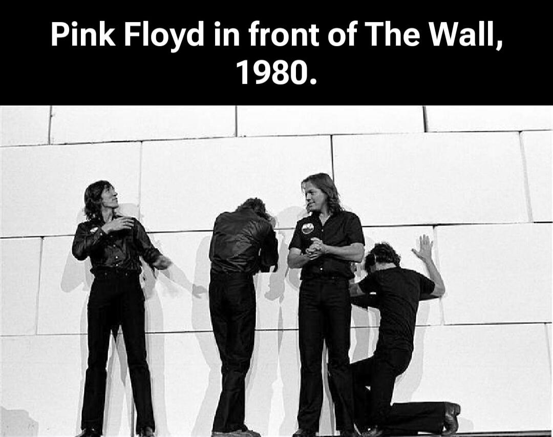 Pink Floyd in front of The Wall, 1980.