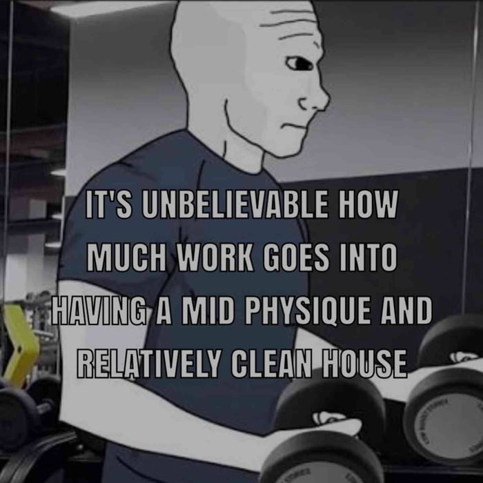 IT'S UNBELIEVABLE HOW MUCH WORK GOES INTO HAVING A MID PHYSIQUE AND RELATIVELY CLEAN HOUSE