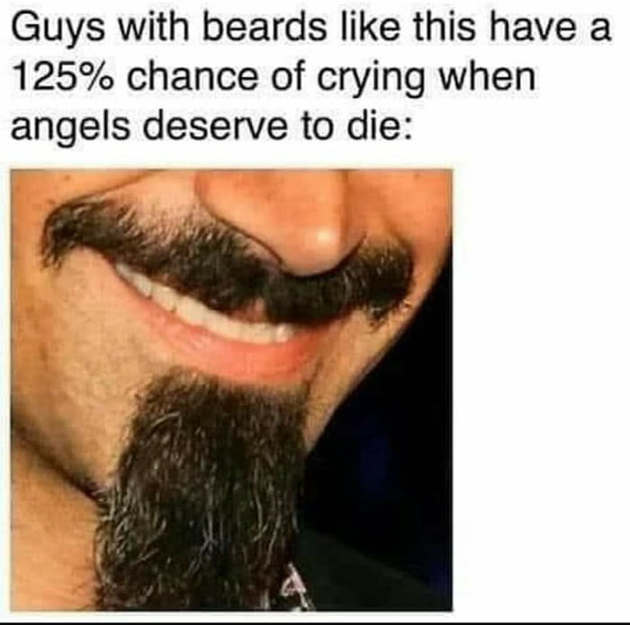 Guys with beards like this have a 125 chance of crying when angels deserve to die