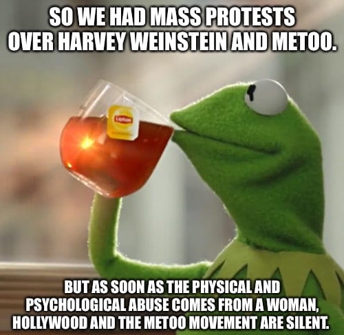 BUTAS SOON AS THE PHYSICALAND PSYCHOLOGICAL ABUSE COMES FROM A WOMAN HOLLYWOOD AND THE METO0 MOVEMENT ARE SILENT imgflipcom 4