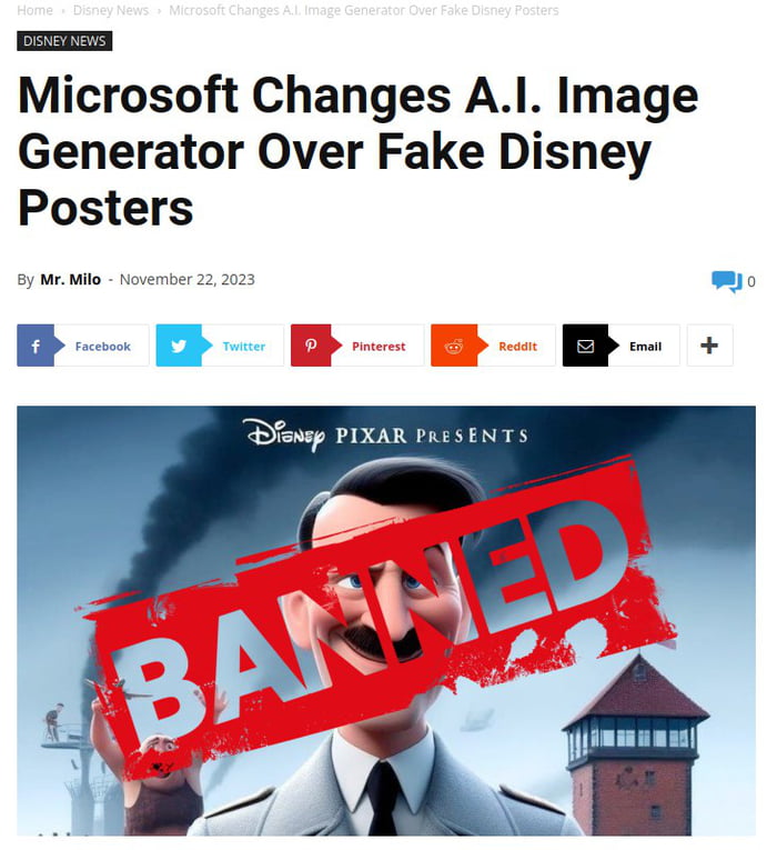 Microsoft Changes Al Image Generator Over Fake Disney Posters