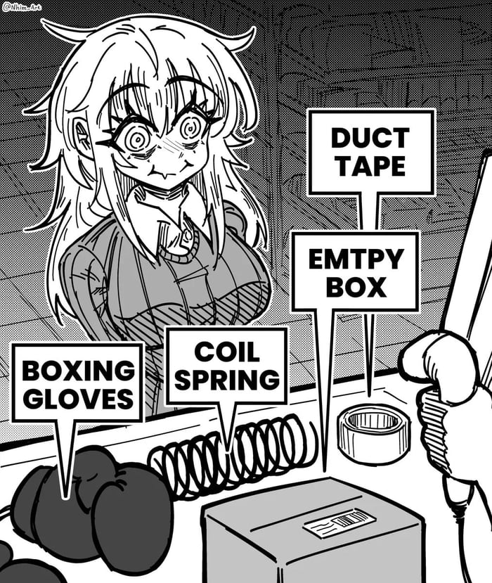 DUCT TAPE EMTPY BOX COIL SPRING BOXING GLOVES