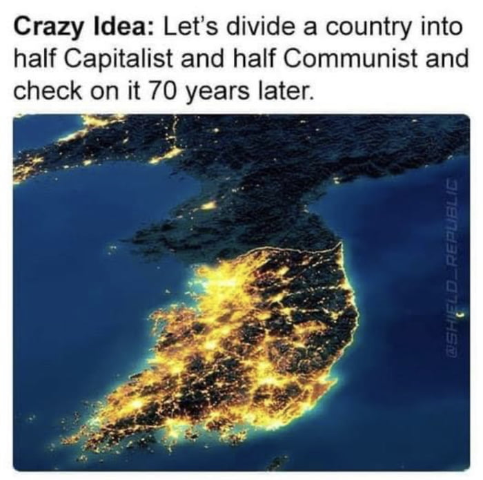 Crazy Idea Lets divide a country into half Capitalist and half Communist and check on it 70 years later