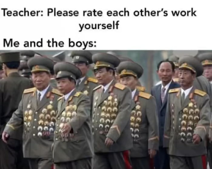 Teacher Please rate each others work yourself Me and the boys