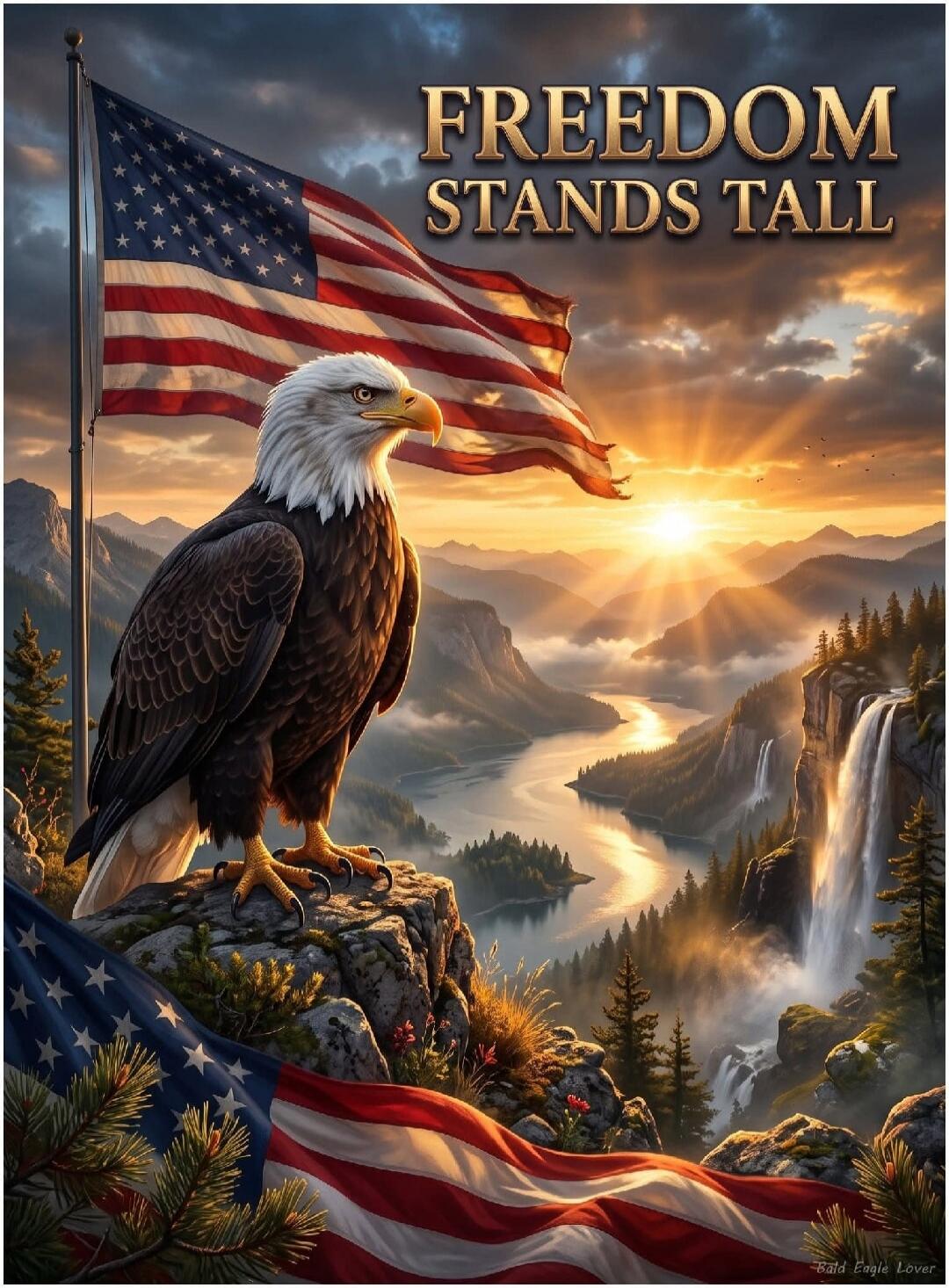 FREEDOM STANDS TALL. Bald Eagle Lover.