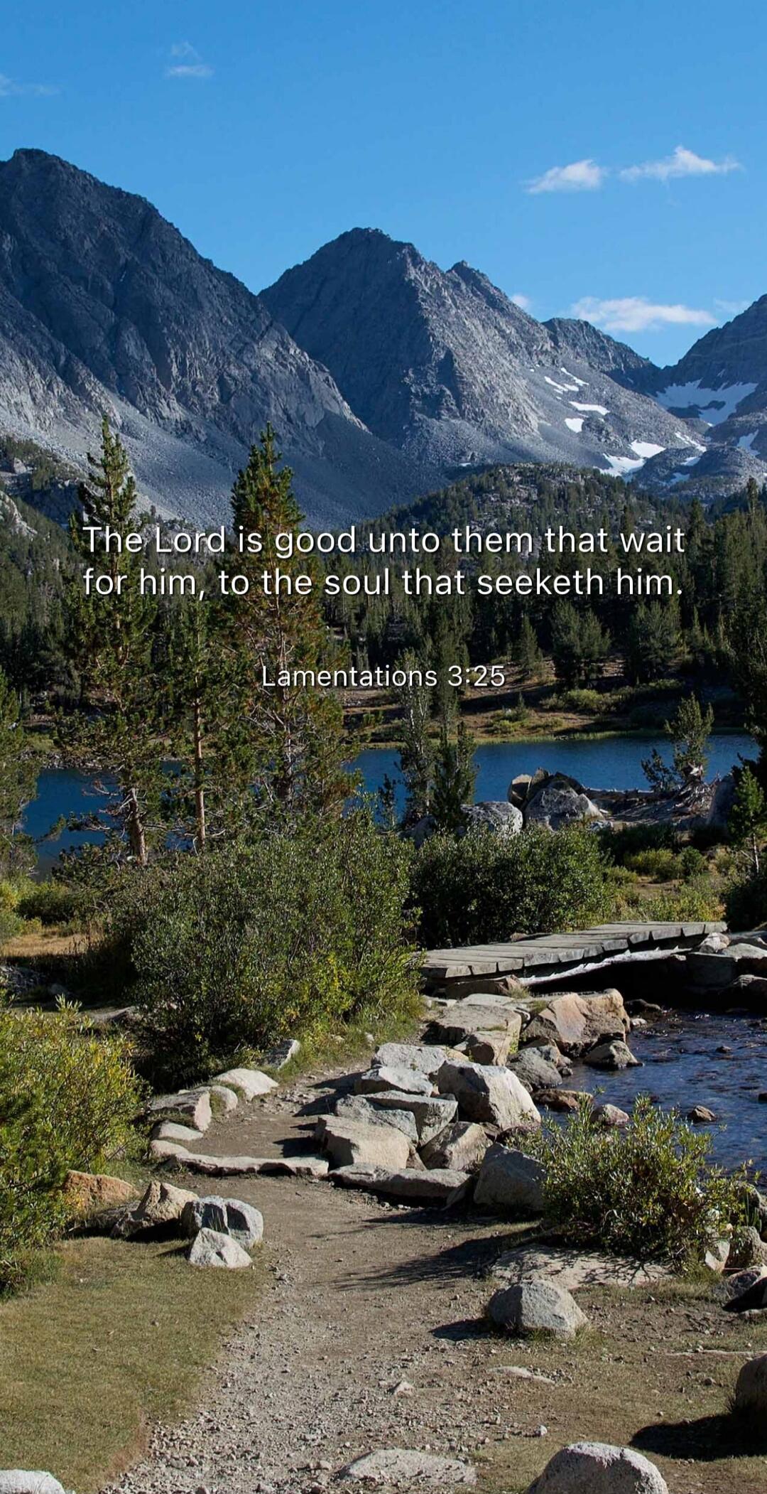 The Lord is good unto them that wait for him, to the soul that seeketh him. Lamentations 3:25