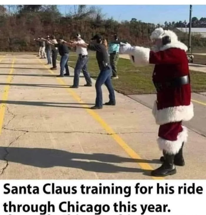 Santa Claus training for his ride through Chicago this year