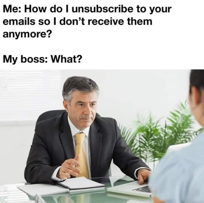 Me How do unsubscribe to your emails so dont receive them anymore My boss What
