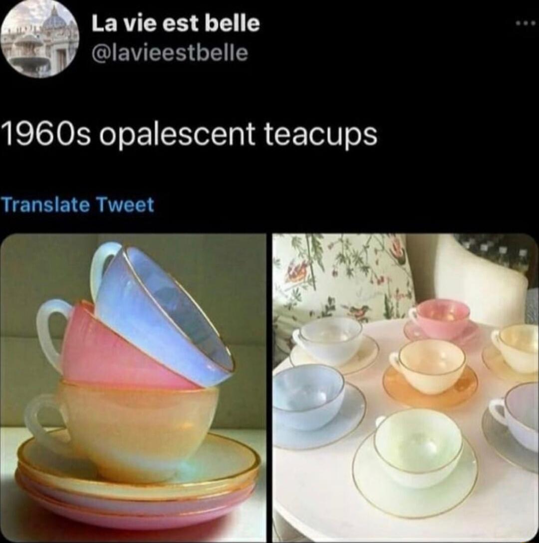 ERVEES LI QIEWEEHGE 1960s opalescent teacups UELEEICE T