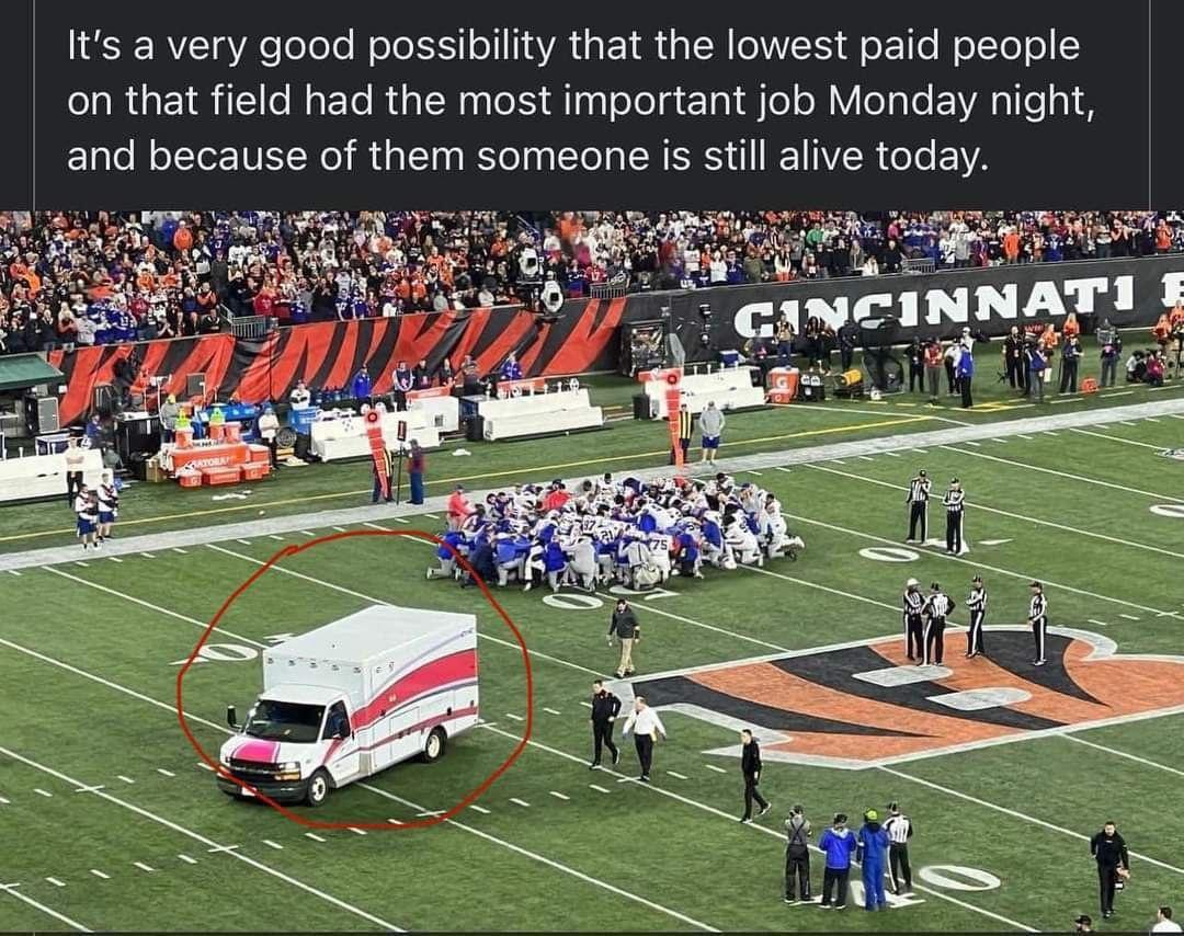 Its a very good possibility that the lowest paid people on that field had the most important job Monday night and because of them someone is still alive today s