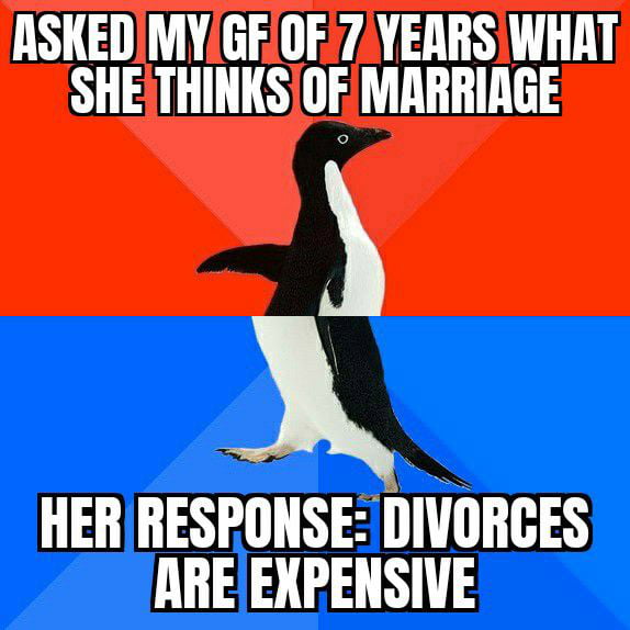 ASKEDMYGFIOF7YEARSWHAT SHETHINKSOF MARRIAGE HER HESPUNSEIIIGES AREEXPENSIVE
