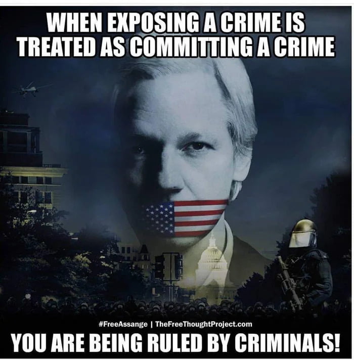 WHEN EXPOSING A CRIME IS TREATED AS BIIMMI ING A CRIME FreeAssange TheFreeThoughtProjectcom YOU ARE BEING RULED BY CRIMINALS