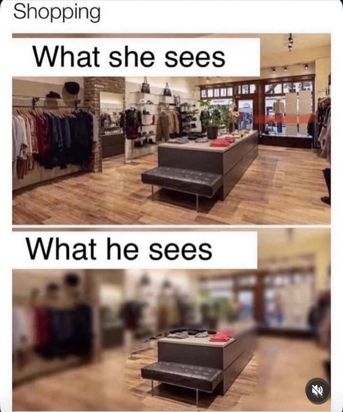 Shopping
What she sees
What he sees