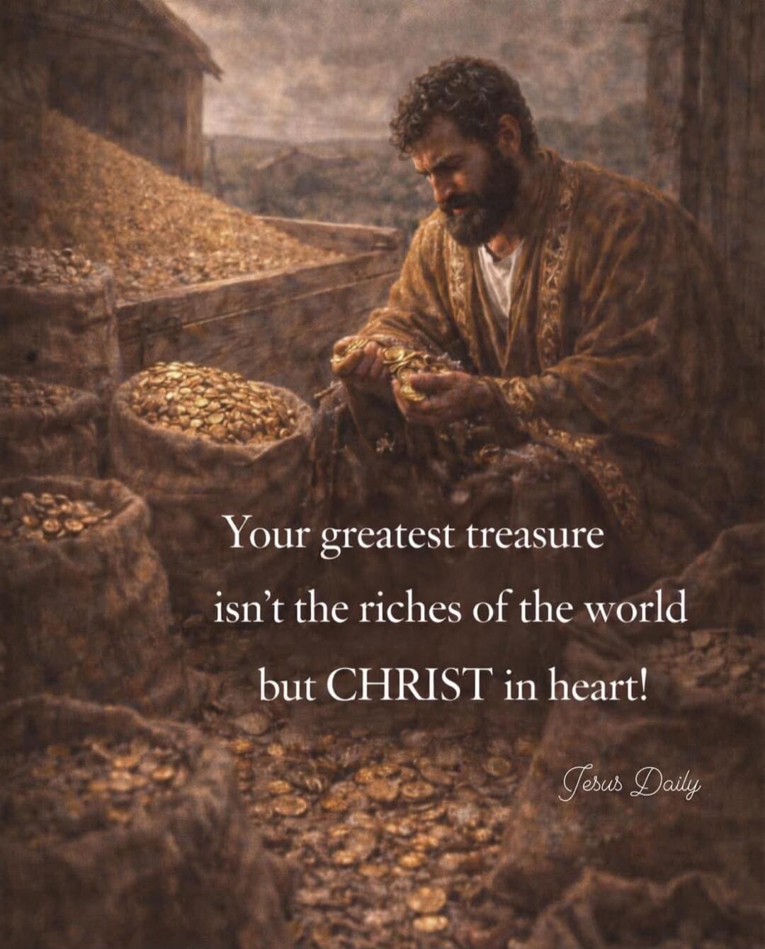 Your greatest treasure isn't the riches of the world but CHRIST in heart!