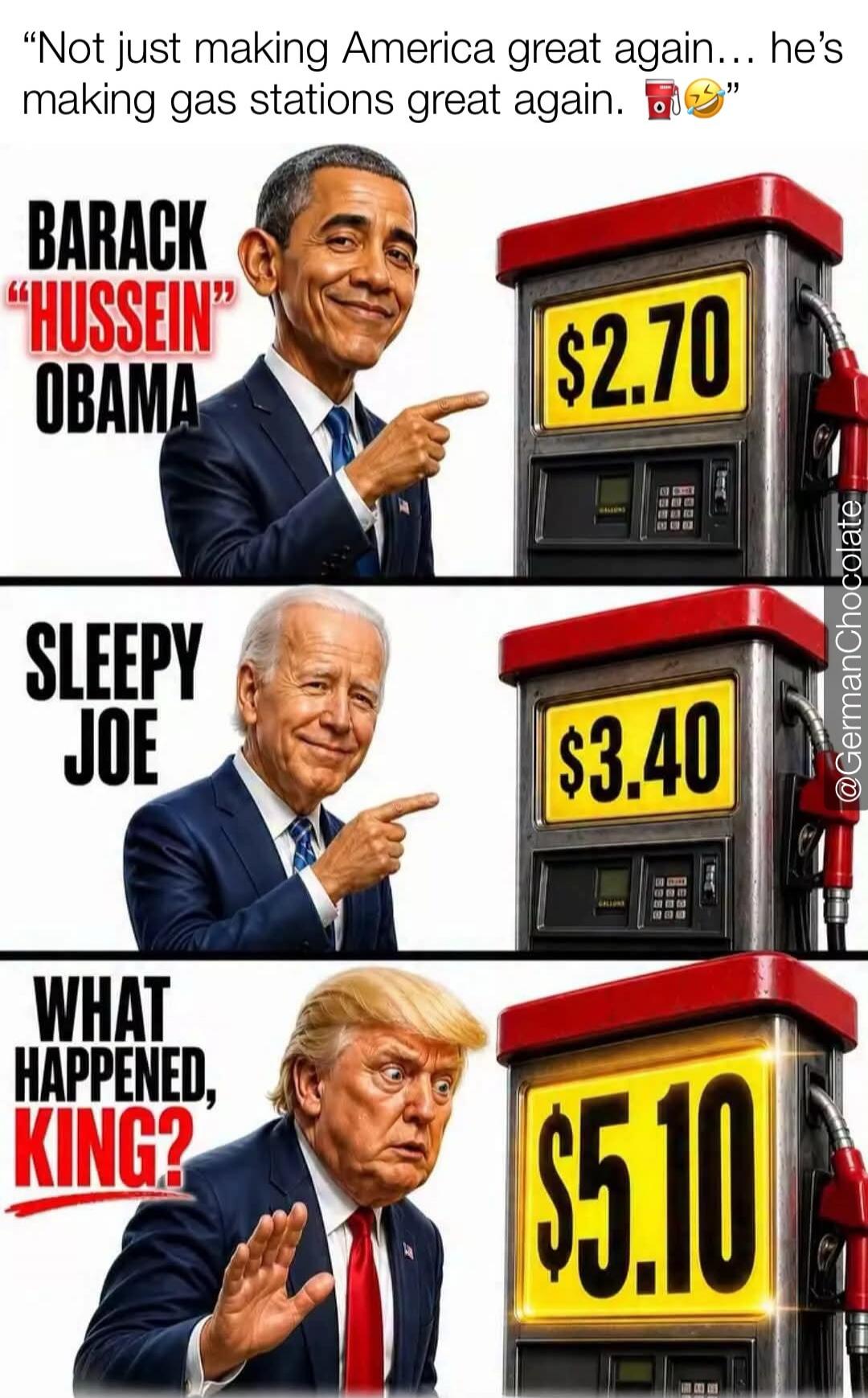 Not just making America great again... he's making gas stations great again. BARACK 