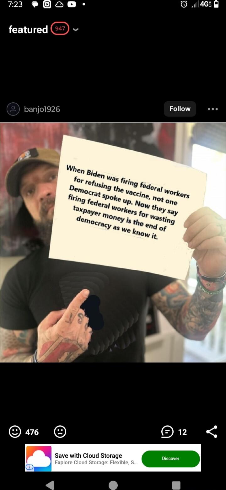 When Biden was firing federal workers for refusing the vaccine, not one Democrat spoke up. Now they say firing federal workers for wasting taxpayer money is the end of democracy as we know it.