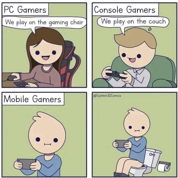 PC Gamers Console Gamers We pldy on the gaming chair B play on the COUCFD 3 T N