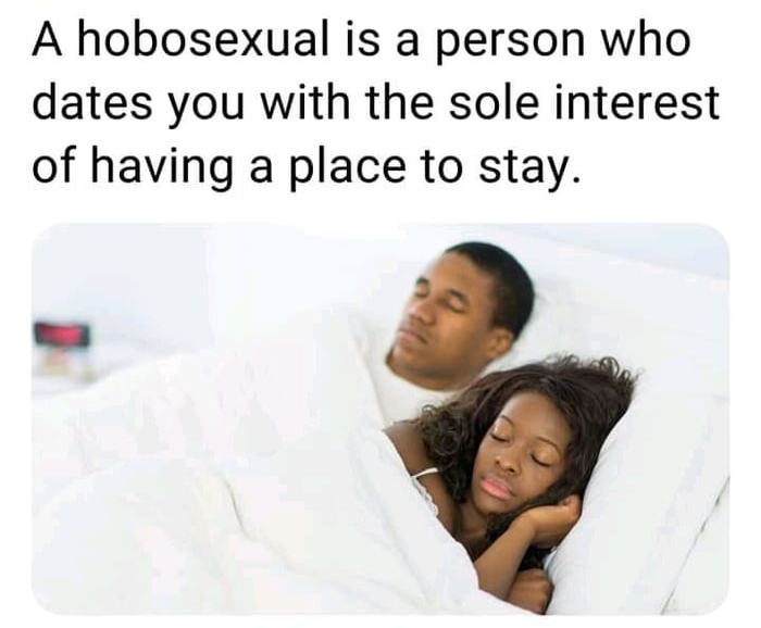 A hobosexual is a person who dates you with the sole interest of having a place to stay