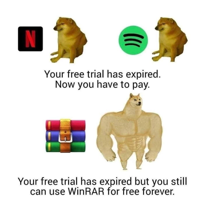 H Your free trial has expired Now you have to pay Your free trial has expired but you still can use WinRAR for free forever