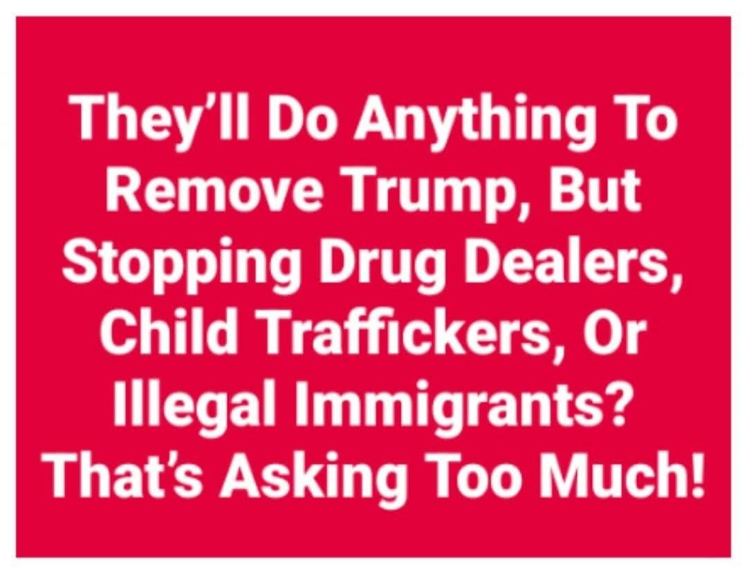 They'll Do Anything To Remove Trump, But Stopping Drug Dealers, Child Traffickers, Or Illegal Immigrants? That's Asking Too Much!
