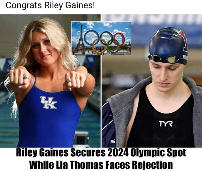 Congrats Riley Gaines Riley Gaines Secures 2024 Olympic Snot While Lia Thomas Faces Rejection