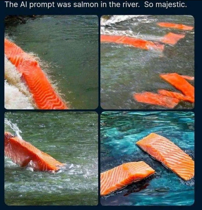 The Al prompt was salmon in the river So majestic
