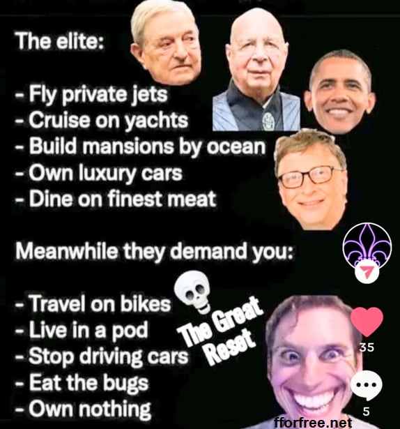 AL Cruise on yachts Bulldmanslonbyoeenn Own luxury cars Dine on finest meat VEEL TR QTG EN LT RTLTTH TmnlonblhuQ Live in a pod Stop driving cars Eat the bugs Own nothing