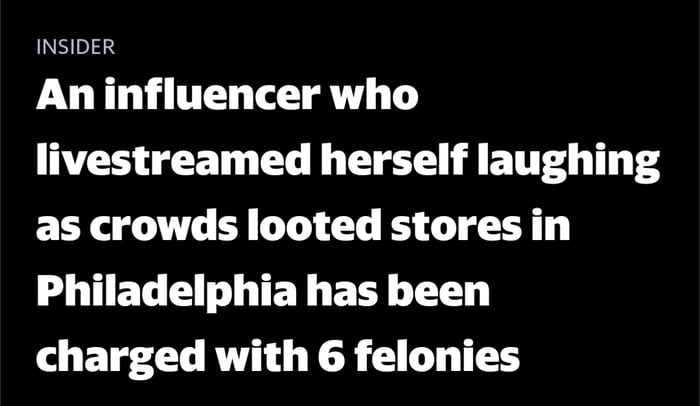 INSIDER An influencer who livestreamed herself laughing as crowds looted stores in LG UEL L TEL R LT charged with 6 felonies