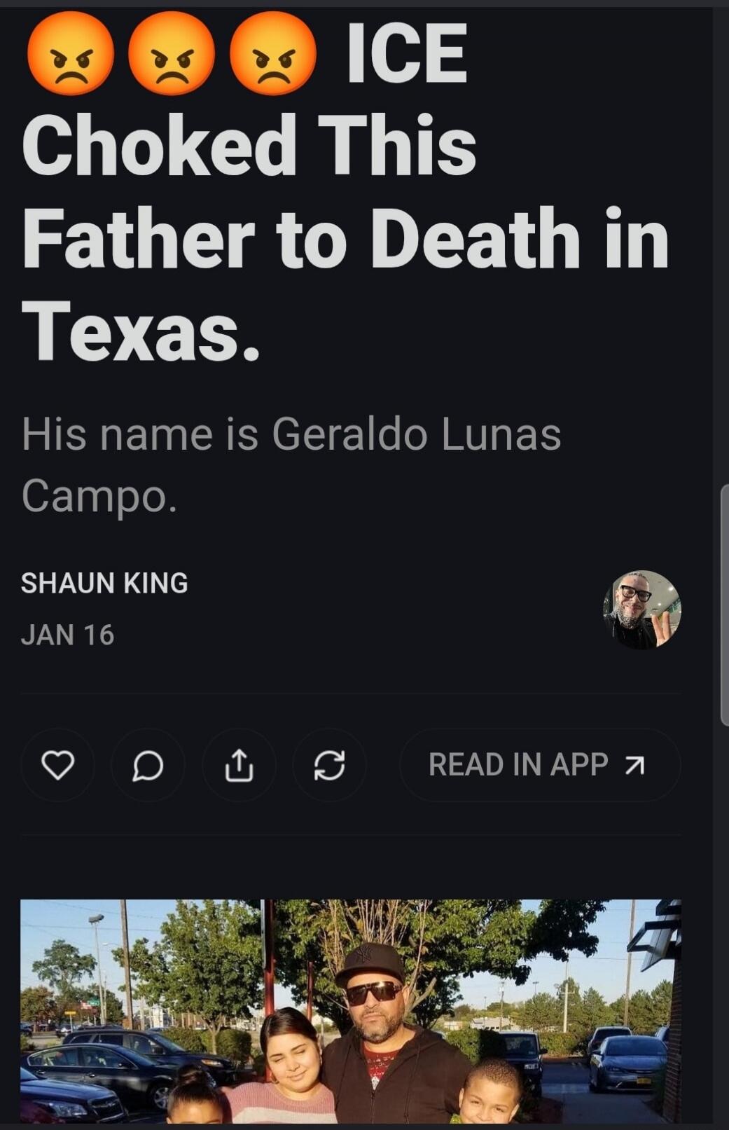 ICE Choked This Father to Death in Texas. His name is [redacted].