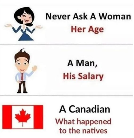 Q Never Ask A Woman Her Age A Man His Salary VR A Canadian What happened to the natives