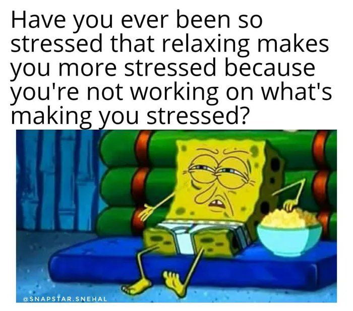 Have you ever been so stressed that relaxing makes you more stressed because youre not working on whats making you stressed